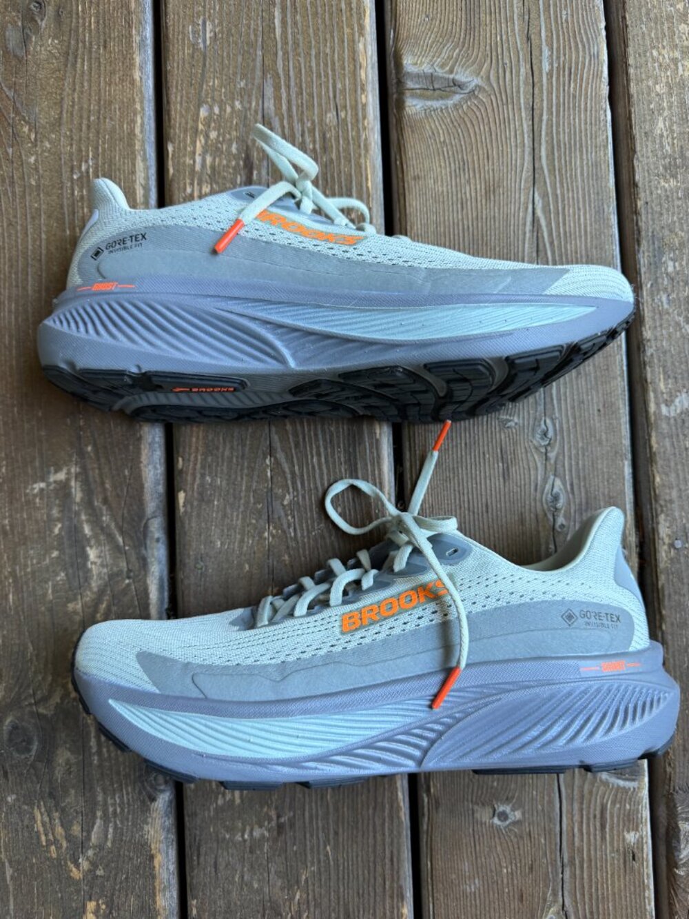 BROOKS Ghost 17 GTX Smoke-Primer Gray-Orange Running Shoes in Men's 9.5 - Picture 4 of 14